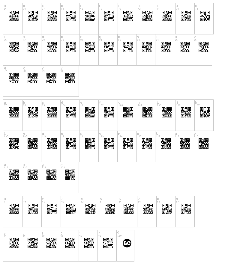 Scan me font map